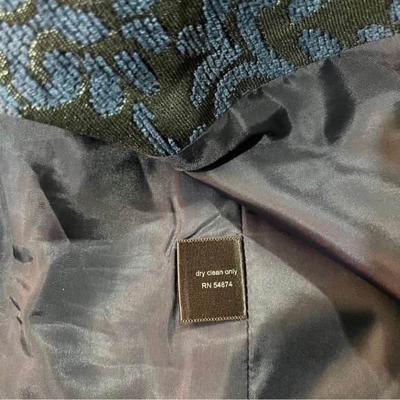 The Limited Women Blue Floral Brocade 1 Button Blazer Sz Sm 3/4 Sleeve Career - Picture 11 of 14